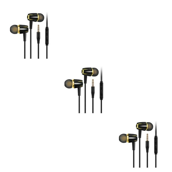 tamizeot Wired Earphone In-Ear Noise Reduction Headset Running Music Play Video Gaming TV Mobile Phone Laptop Headphone Black+Gold 3Set
