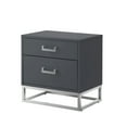 thumbnail image 2 of Nicole Miller Side Table Nightstand Varelli 2 Drawers Chrome Metal Handle/ Base, Dark Grey/Chrome, 2 of 9
