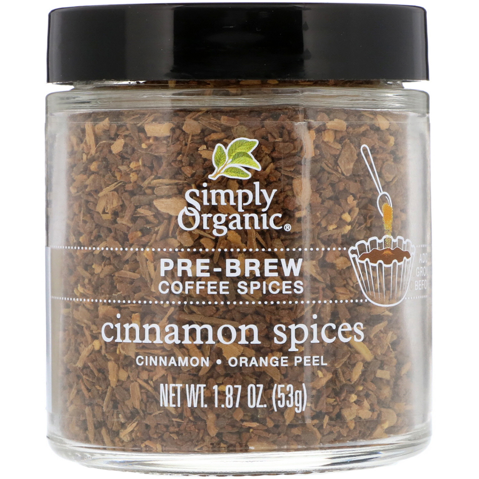 Simply Organic PreBrew Coffee Spice Cinnamon Spices 1 87 oz 53 g