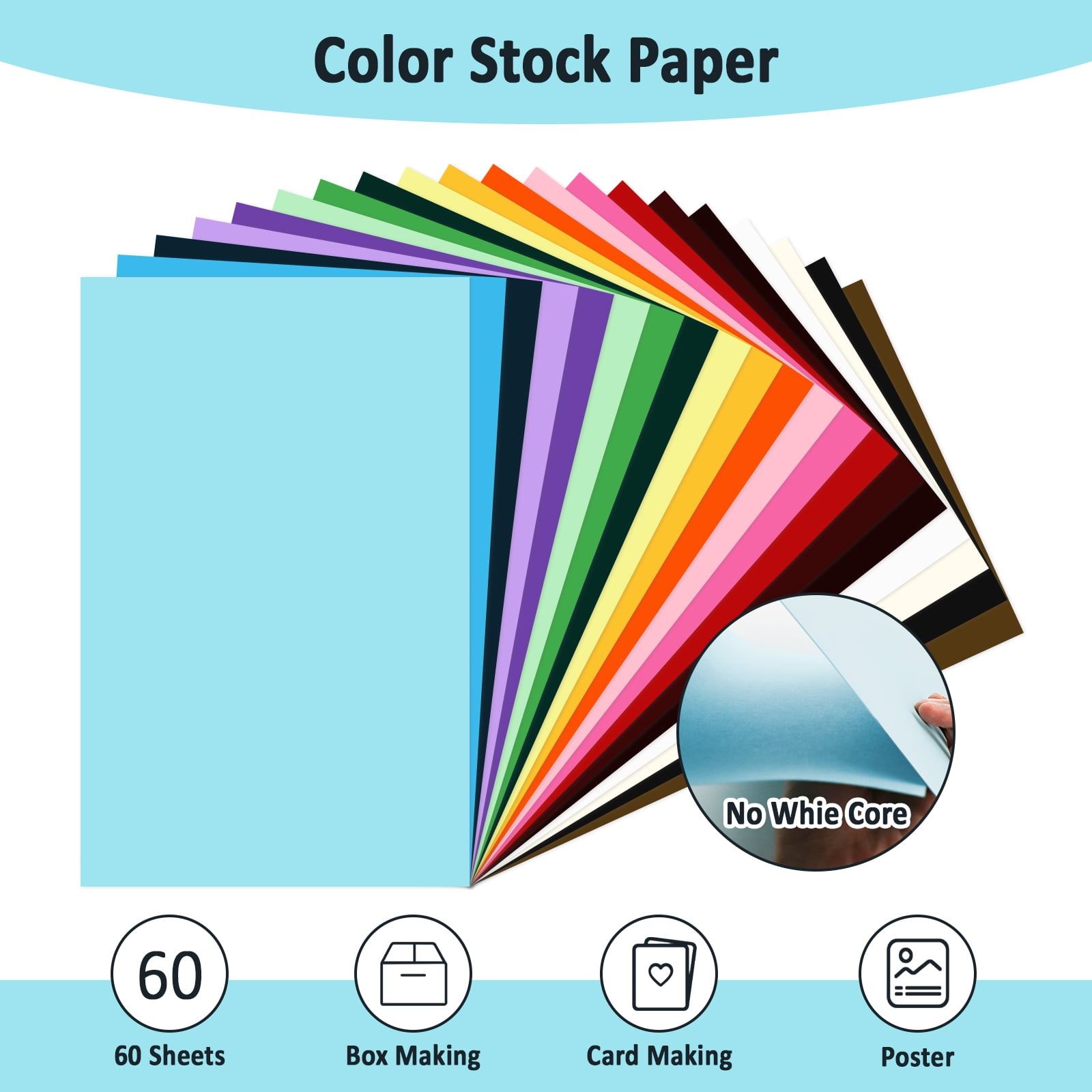 11x17 Card Stock Printer Paper 60 Sheets A3 Large Colorful Cardstock 20 Colors 80lb Multi Color Card Stock Printer Display Board for Art and Crafts, Exhibits,Posters