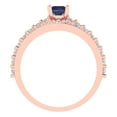 thumbnail image 4 of 1.16 ct Brilliant Emerald Cut Blue Sapphire 18K Rose Gold Solitaire with Accents Engagement Bridal Wedding Ring Band Set size 3.5, 4 of 7