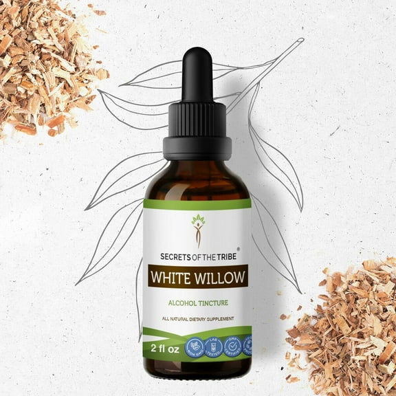 Secrets Of The Tribe White Willow Tincture Dietary Supplement, Natural Herbal Extract for Joint Comfort, White Willow (Salix alba) Dried Bark, Alcohol Extract, Drops 2 oz