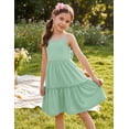 thumbnail image 2 of Oudiya Girls Spaghetti Strap Tie Back Dress Ruffle Hem Summer Beach Casual Sundress with Pockets, 6-14Y, 2 of 6