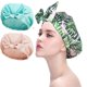 thumbnail image 1 of 3 gorros de ducha reutilizables, gorro de ducha ajustable para mujeres, doble capa con forro de satén, 1 of 5