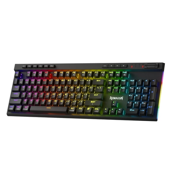 Redragon K580 PRO Wireless RGB Gaming Keyboard, 3-Modes 104 Keys Mechanical Keyboard w/Hot-Swap Socket, Dedicated Media Controls & Onboard Macro Recording, Linear Red Switch