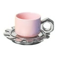thumbnail image 1 of Taza de café de cerámica con posavasos, creativa, para té, oficina y hogar. Rosa, 1 of 9