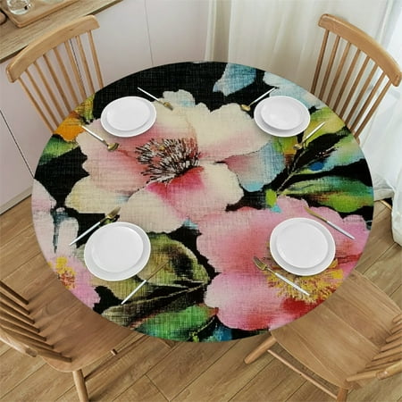 

Autua Flowers Leafy Branch Round Tablecloth Stain-Resistant 100% Polyester 46 -50