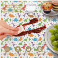 thumbnail image 6 of Dinosaur and Floral White Pattern Round Tablecloth 70"x70", Wrinkle Resistant Wipeable Table Cover for Kitchen Dining Room Picnic Patio and Party, 6 of 6