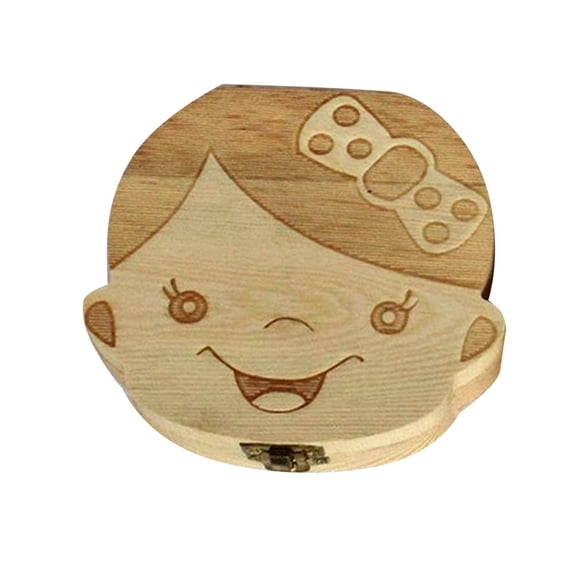 Boîte à Dents EspagnolAnglais Français Roussage Organisateur de Lait en Bois Rangement Ombilicale Collection Souvenirs Garçons Filles