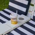 KidKraft Wooden Outdoor Double Chaise Lounge with Cup Holders, White with Navy and White Stripes