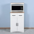 thumbnail image 6 of Kitchen Microwave Cabinet with 2 Drawers, 2 Doors & Shelf Floor Cupboard for Dining Room, Home Storage Buffet, White, 6 of 11