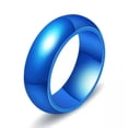 thumbnail image 4 of 6.8mm Silver/Blue/Gold Smooth Polished Band Men's Stainless Steel Ring Size 7-10, 4 of 8