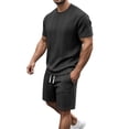 thumbnail image 6 of Gytharion 2 Piece Classic Summer Outfits for Men Round Neck Short Sleeve T-shirt with Elastic Waist Shorts Sets Soild Color Casual Sets, 6 of 8