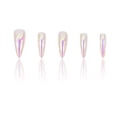 thumbnail image 2 of 24 Pieces Set Light Red Chrome Fake Nails Long Pointed False Nails Full Cover Artificial False Nails Chrome Mirror Square Nails Press on Acrylic Nails Reusable Nail Stick for Women Girls, 2 of 5