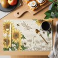 thumbnail image 2 of Sunflowers Placemats Set of 6, Farmhouse Retro Butterfly Beige Yellow Placemats for Dining Table, Place Mats for Kitchen Tabletop, Waterproof Wipeable Dining Table Mats Set, 2 of 9