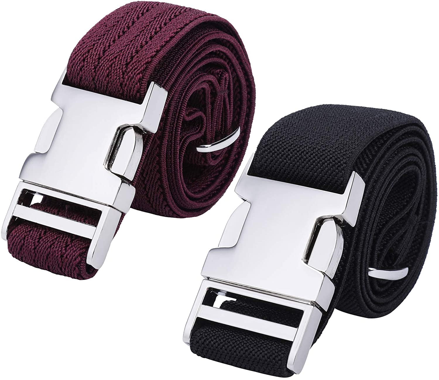 Elastic Belt with Zinc Alloy Buckle Belt for Boys Girls Easy Kid Clasp Belt 2Pcs Kids Elastic Adjustable Buckle Belt 