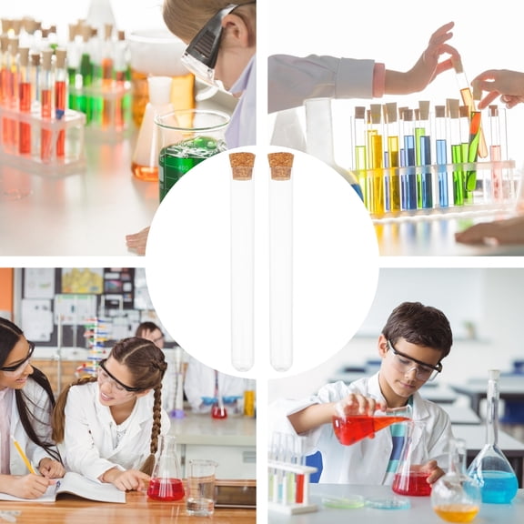 TABLZONE Durable Plastic Test Tubes for Labs with Sealed Cork Stopper