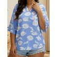 thumbnail image 2 of Oryer Womens Plus Size Tops V Neck 3/4 Bell Sleeve Womens Blouse, Trendy Tunic Summer Shirts for Women 1X-5X, 2 of 7