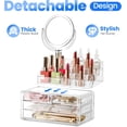 thumbnail image 2 of Organizador de Maquillaje de Acrílico Cristalino con Espejo Desmontable, Caja Organizadora de Cosméticos para Tocador 16 Compartimientos, 2 of 8