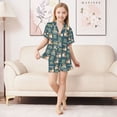 thumbnail image 6 of FORMRS Niños Short Sleeve Top and Pants Pajama Set Unisex Satin 2-Piece Sleepwear, Sizes 5-6Y, Blue Cartoon Dog Pattern, 6 of 8