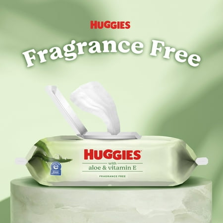 Huggies Unscented Baby Wipes with Aloe & Vitamin E, 3 Flip-Top Packs, 168 Count