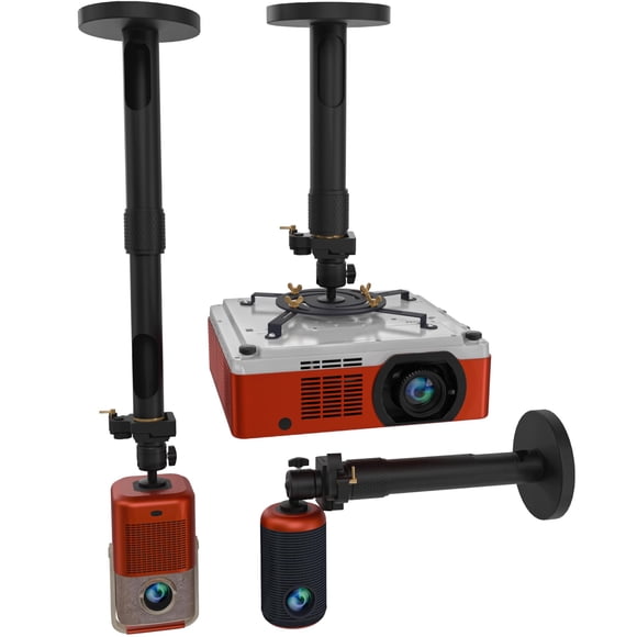 PropVue Universal Projector Mount - Adjustable Ceiling or Wall Mount for Office & Home Mini Projectors - Full Motion, Easy Installation, 360° Swivel, Extendable Length 13.8" to