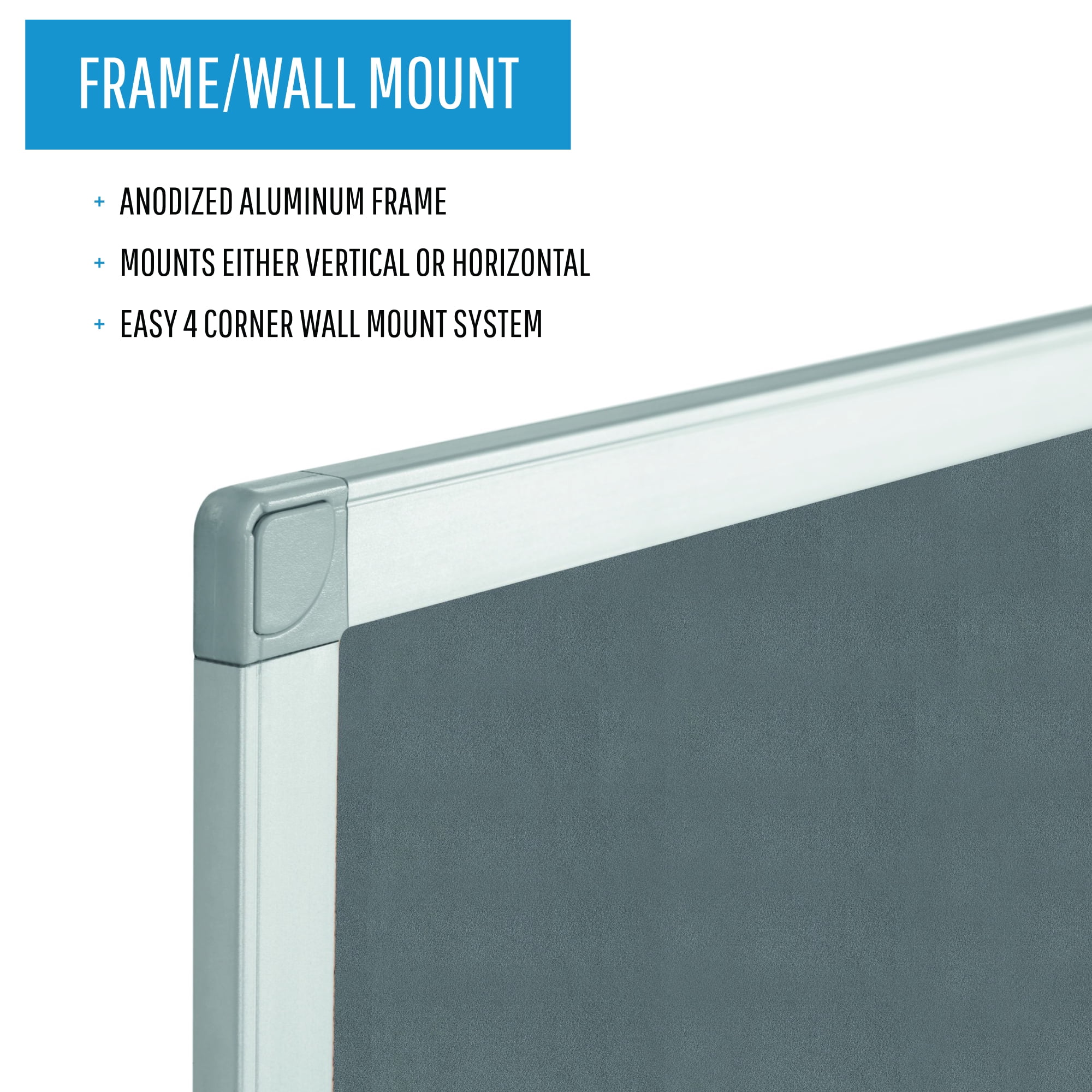 Bi-Silque FA03429214 24 x 36 in. Aluminum Frame MasterVision Ayda Felt Bulletin Board, Gray