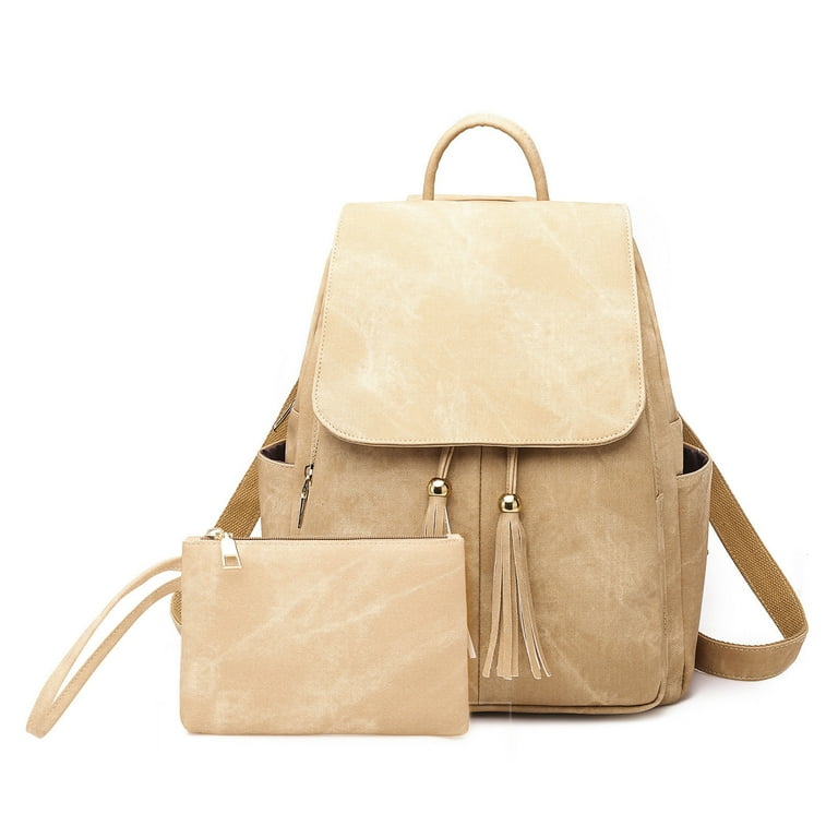 Leesechin Leather Backpack Purse For Women Leather Medium Size Tassel Backpack Fashion Handbags and Shoulder Bag Travel Bags