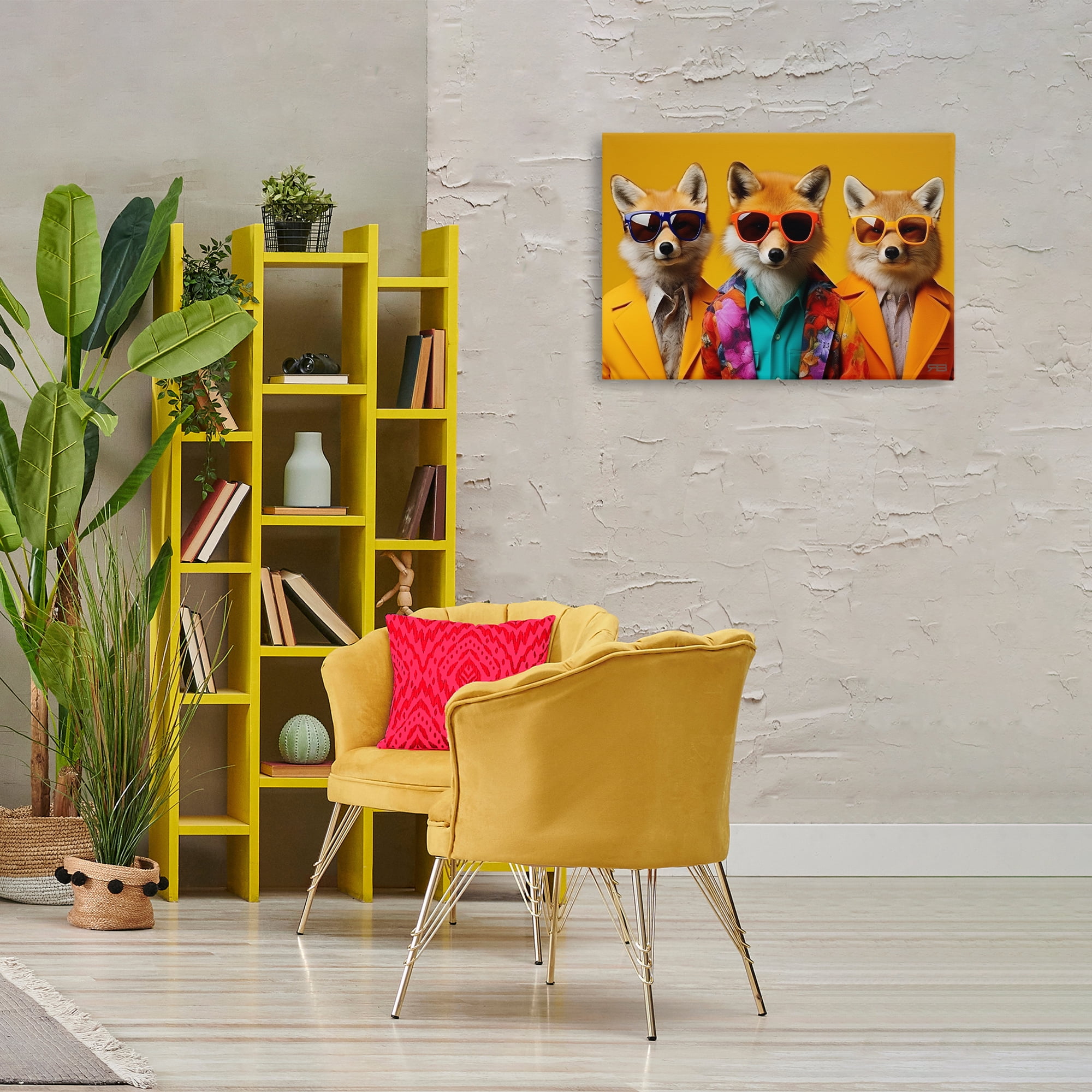Stupell Industries Stylish Fashion Foxes Animals & Insects Painting Gallery Wrapped Canvas Art Print Wall Art, 30 x 20