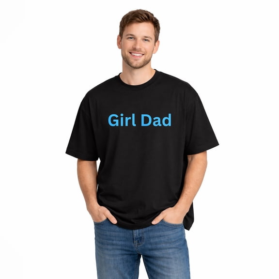 Girl Dad Blue Girl Dad Graphic T-Shirt for Men 100% Cotton Soft Breathable Short Sleeve Crewneck Casual Comfort Tee Durable Everyday Wear Gift for Fathers and New Dads