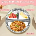 thumbnail image 6 of CLEANCOOLStainless Steel Toddler Plates Silicone Suction,3 Packs Non-Slip Baby Plates,Divided Portion,Food-Grade Silicone Plate for Kids,LEAD-FREE Dishwasher Safe, Green Blue Pink, 6 of 10