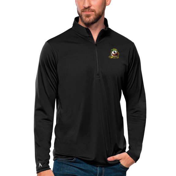 Men's Antigua Black Oregon Ducks Tribute Quarter-Zip Top