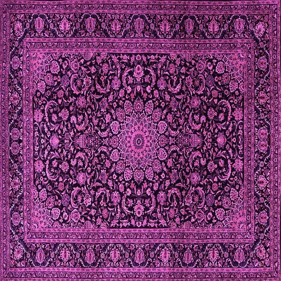 Ahgly Company Indoor Square Medallion Pink Traditional Area Rugs, 6' Square