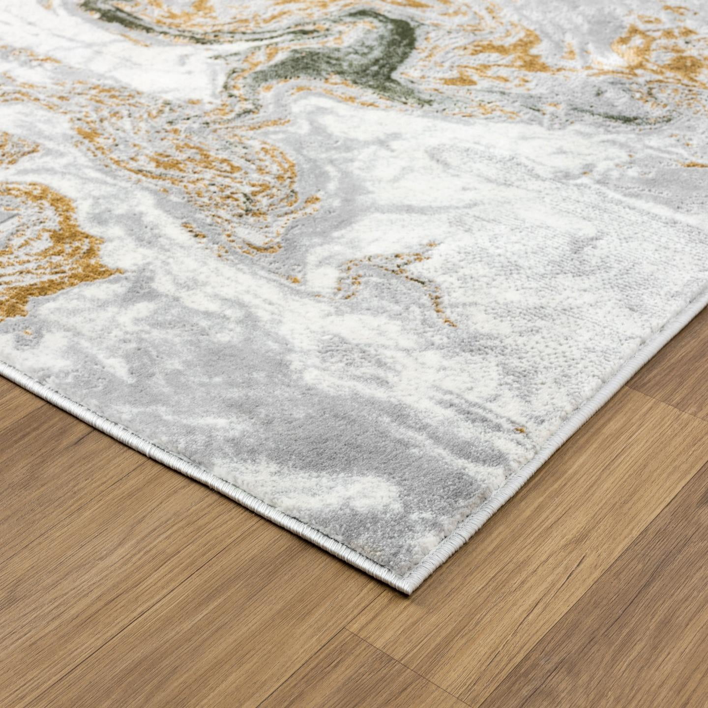 Luxe Weavers Marble Swirl Collection Green Abstract Area Rug 2x3