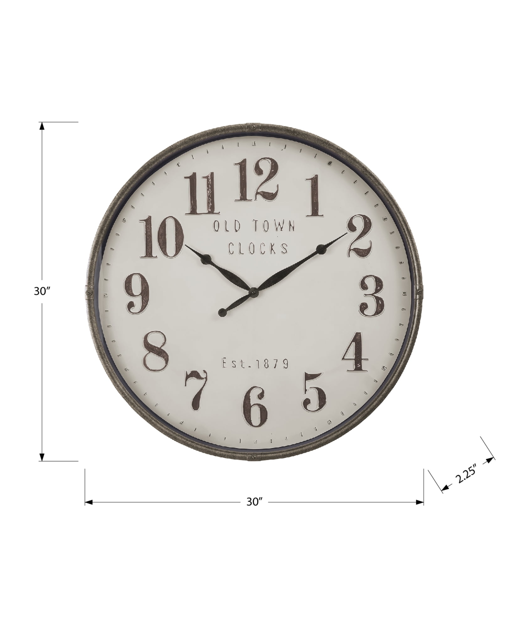 Clocks - 30" Round - Large Oversized - Wall Clock - Brown - Transitional