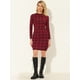 thumbnail image 4 of Vestido tubo Allegra K de manga larga a cuadros con cuello alto rojo XS, 4 of 4