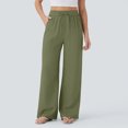 thumbnail image 2 of Yungyresw Womens Wide Leg Palazzo Pants Solid Drawstring Lightweight Baggy Pants Casual Comfort Flowy Women Pants With Pocket Deep Green L, 2 of 6