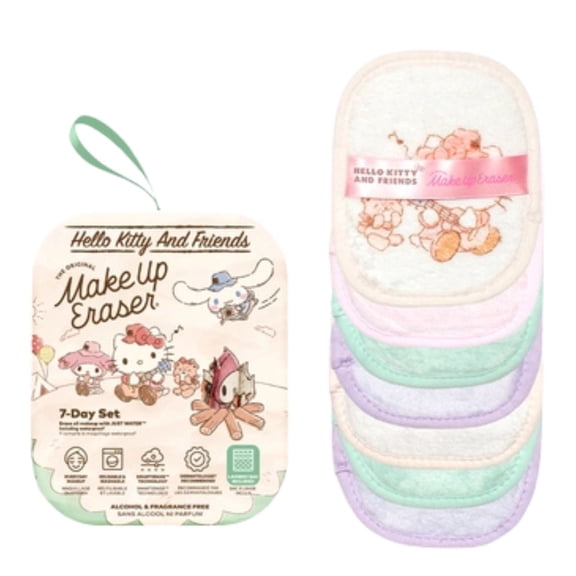 The Original MakeUp Eraser 7-Day Set Makeup Remover Cloths, Reusable & Eco-Friendly, Removes Waterproof Mascara, Eyeliner, Foundation, Lipstick & Sunscreen with Just Water, Hello Kitty & Friends Gl