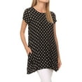 thumbnail image 4 of Women's Casual Polka Dot Short Sleeve Round Neck Tunic Tops with Side Pockets, 4 of 6
