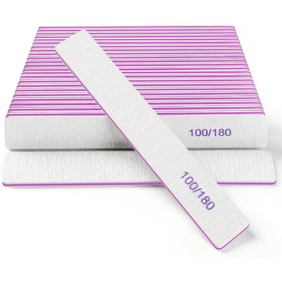 Nail Files (18 Pack), 100/180 Grit Double Sided Emery Boards for Natural & Acrylic Nails, Reusable Manicure for Women & Men, Professional Fingernail Filer & Lima de Uñas for Salon & Home Use