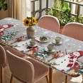 thumbnail image 3 of Grey Christmas Table Cloths for 8 Foot Rectangle Tables, Snowman Gifts Xmas Tree Snowflake Winter Patio Waterproof Elastic Fitted Tablecloths, Washable Rectangular Table Cover for Camping, 3 of 8