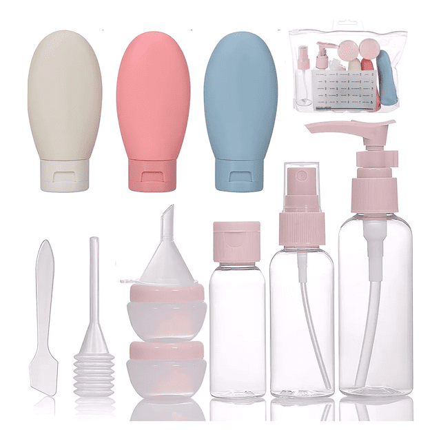 12 Piezas Botella Viaje De Silicona, Contenedores De Viaje Xtellar rosa