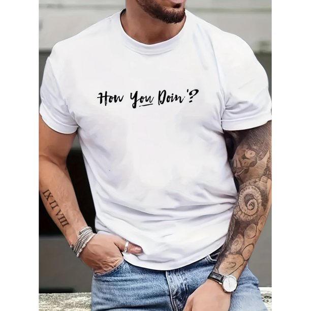 How Are You Print Men's Round Neck Short Sleeve Tee Fashion Regular Fit T-Shirt Top For Spring Summer Holiday
