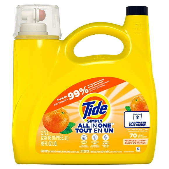 Tide Simply All-In-One Liquid Laundry Detergent, Orange Blossom Scent, 70 Loads, 2.72 L, TIDE TD SMPLQ HEC OB 70LD