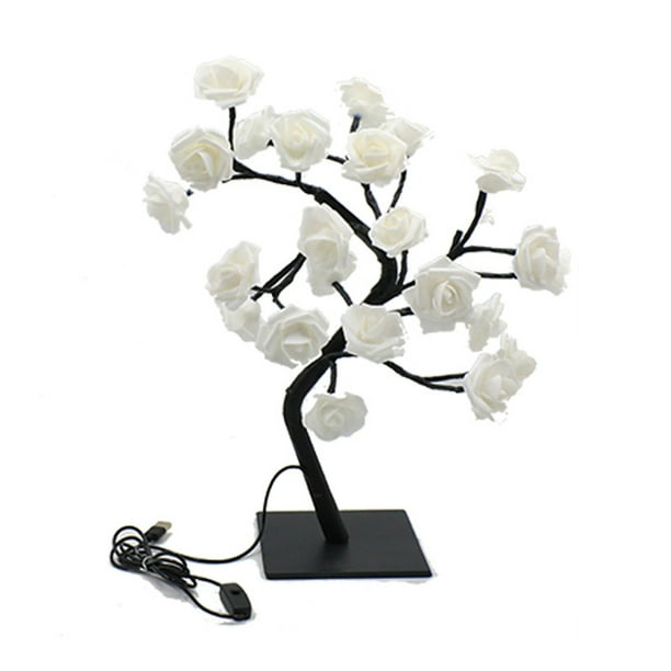 Wosthever Las luces artificiales del árbol de los bonsais encendieron la lámpara colorida del árbol de rosas con la lámpara de Rose Iluminación y accesorios varilla blanca y negra
