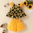thumbnail image 7 of Hienoo Newborn Girls Sunflower Prints Flutter Sleeve Tshirt Shorts Casual Clothes Set, 7 of 7