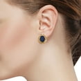 thumbnail image 2 of Gem Stone King 18K Yellow Gold Plated Silver Blue Sapphire Greek Key Earrings for Women (6.00 Cttw, Gemstone September Birthstone, Oval 10X8MM), 2 of 3