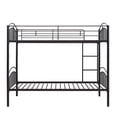 thumbnail image 5 of Twin Over Twin Bunk Bed, Metal Bed Frame with Ladder and Full-length Guardrail, Modern Sturdy Bunk Beds Convertible to 2 Seperate Twin Beds for Kids Adults Bedroom, Mattress Not Included, Black, 5 of 7