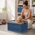 thumbnail image 6 of VENTORA Foldable Hollow‑Ventilated Plastic Storage Crate, Stackable Portable Organizer Bin With Built‑In Side Handles, Collapsible Flat‑Design Storage Basket for Stationery Cosmetics Toys, 6 of 6
