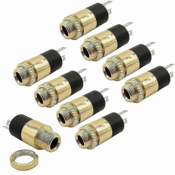 3.5mm Female Stereo Jack Socket Panel Mount Connector with Screw Nut for Electronics Projects (8 Pack)